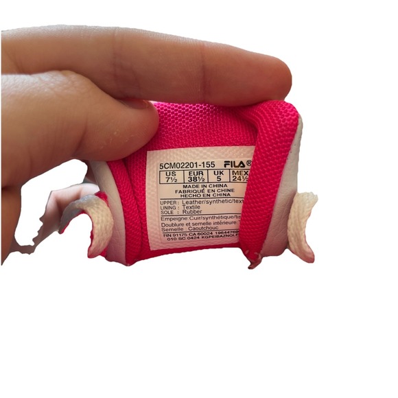 Fila White and Pink Laced Fila Canvas Tennis Shoes Womens Size 7.5 - Picture 7 of 8